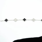 Clover 5 Motif Onyxs Diamond Bracelet Silver – LUX VERSE Luxury Designer Fashion Outlet