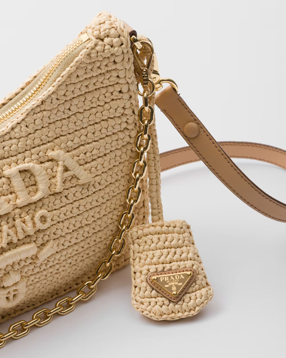 Re-edition Crochet Mini-Bag – raffia-effect yarn Crochet workmanship Adjustable, removable chain and leather – LUX VERSE Luxury Designer Fashion Outlet