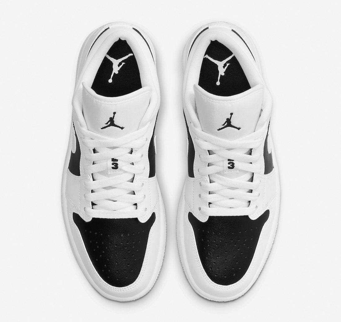Air Jordan 1 Low Panda – the Air Jordan 1 Low Panda features a leather construction with a Black & White – LUX VERSE Luxury Designer Fashion Outlet