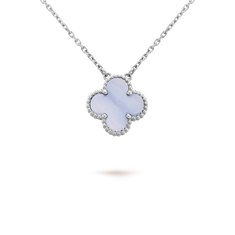 Clover 15mm Blue Chalcedony Necklace Silver – LUX VERSE Luxury Designer Fashion Outlet