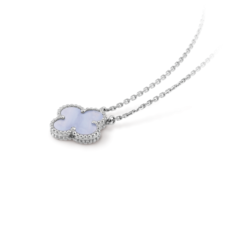 Clover 15mm Blue Chalcedony Necklace Silver – LUX VERSE Luxury Designer Fashion Outlet