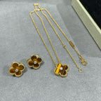 Clover 15mm Diamond and Yellow Tiger's Eye Agate Necklace – LUX VERSE Luxury Designer Fashion Outlet