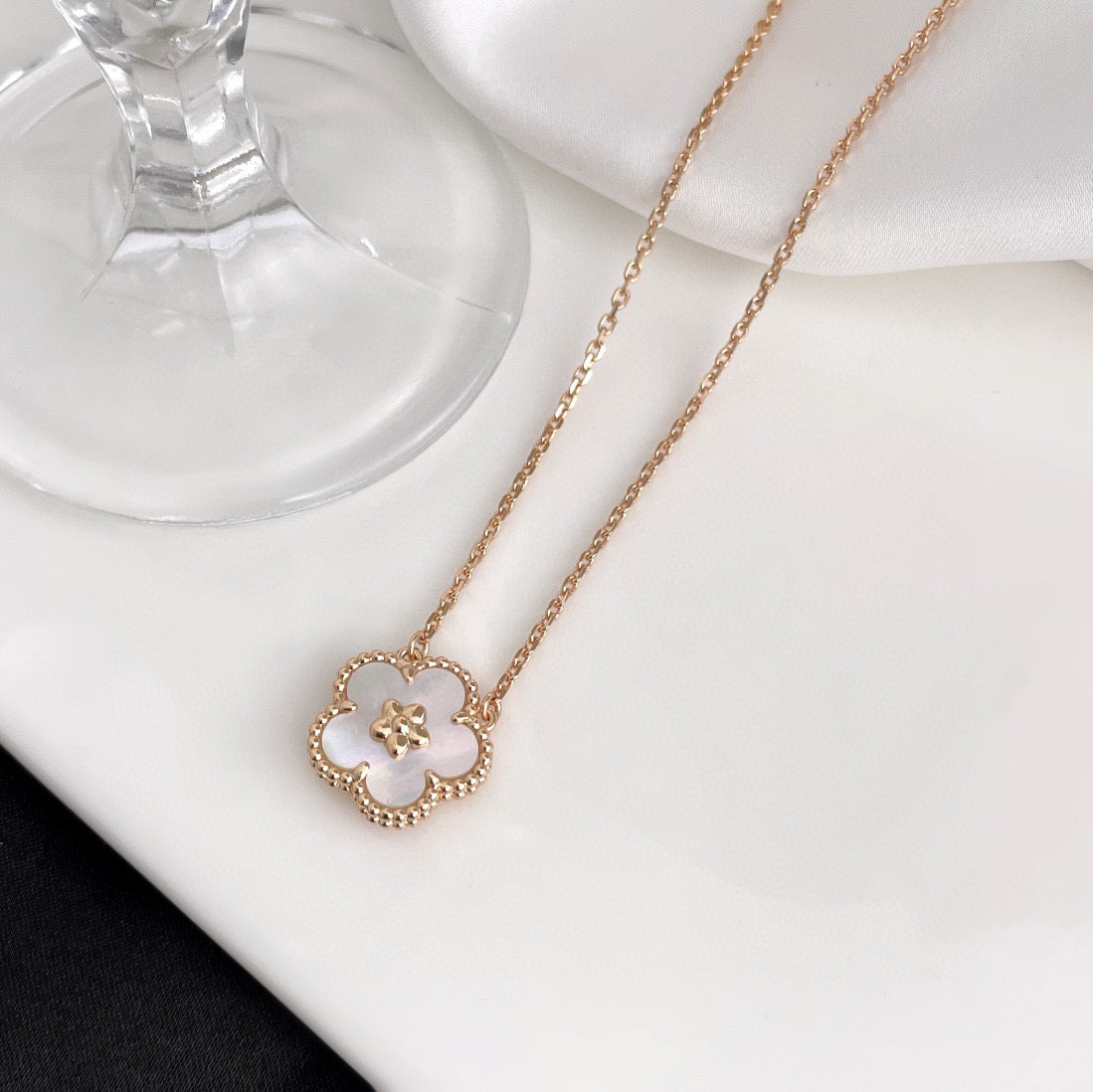 Lucky  White Mop  Plum Blossom Necklace – LUX VERSE Luxury Designer Fashion Outlet