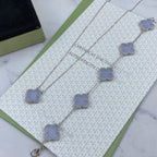 Clover  5 Motif Purple Chalcedony Bracelet Silver – LUX VERSE Luxury Designer Fashion Outlet