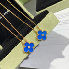 Clover 15mm Diamond and Blue Agate Necklace – LUX VERSE Luxury Designer Fashion Outlet