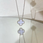 Clover 15mm Blue Chalcedony Necklace Silver – LUX VERSE Luxury Designer Fashion Outlet