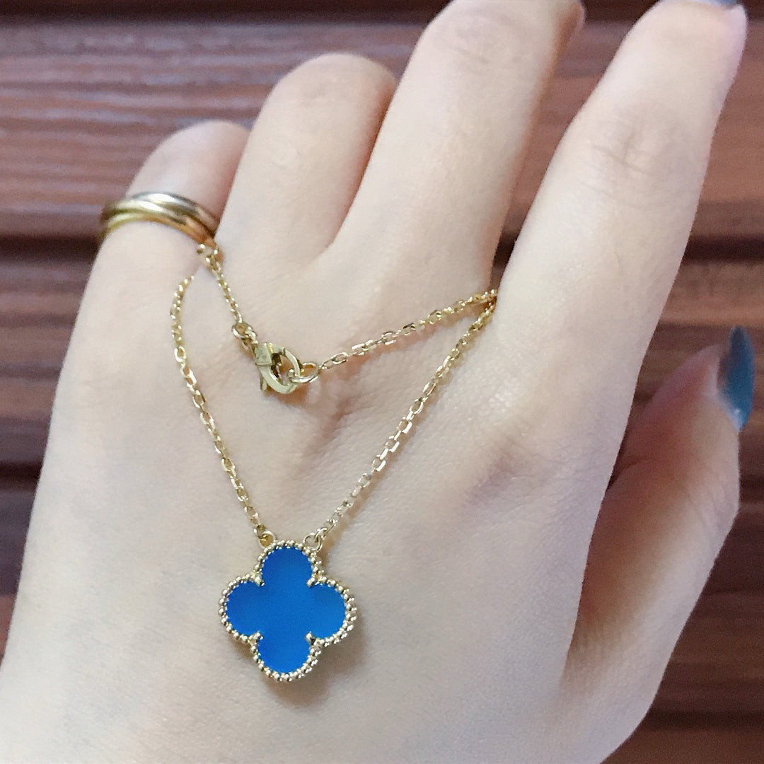 Clover 15mm Blue Agate Necklace – LUX VERSE Luxury Designer Fashion Outlet