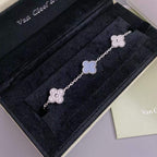 Clover  5 Motif Diamond Purple Chalcedony Bracelet Silver – LUX VERSE Luxury Designer Fashion Outlet