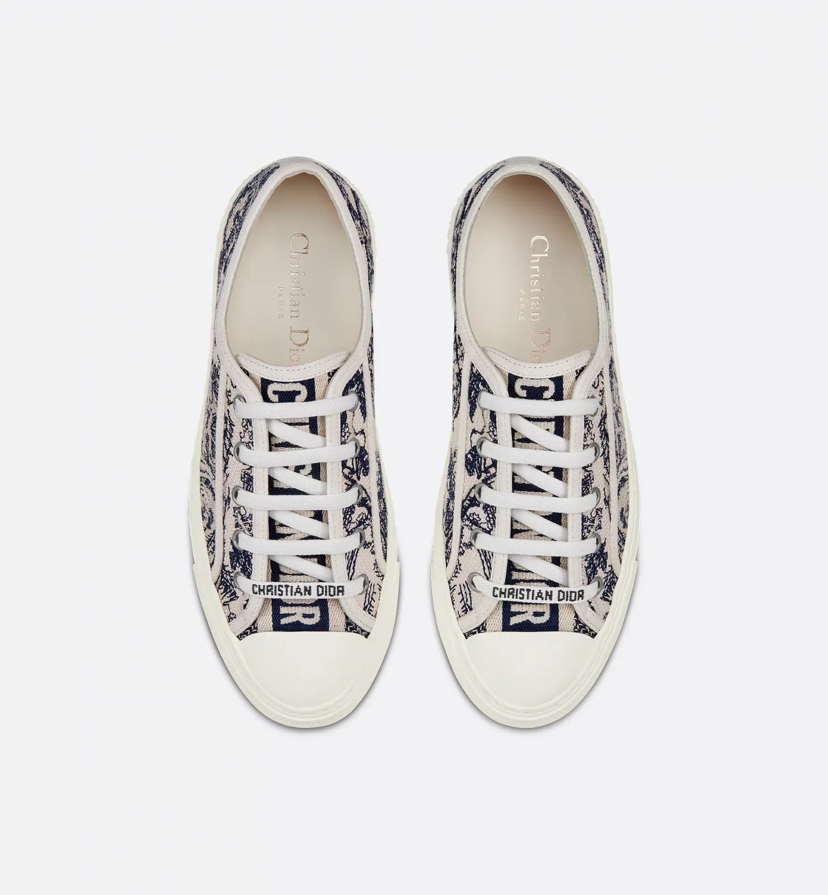 Walk'n'iconic Sneaker – crafted in blue embroidered cotton, it has a relaxed style, completed by signatures – LUX VERSE Luxury Designer Fashion Outlet