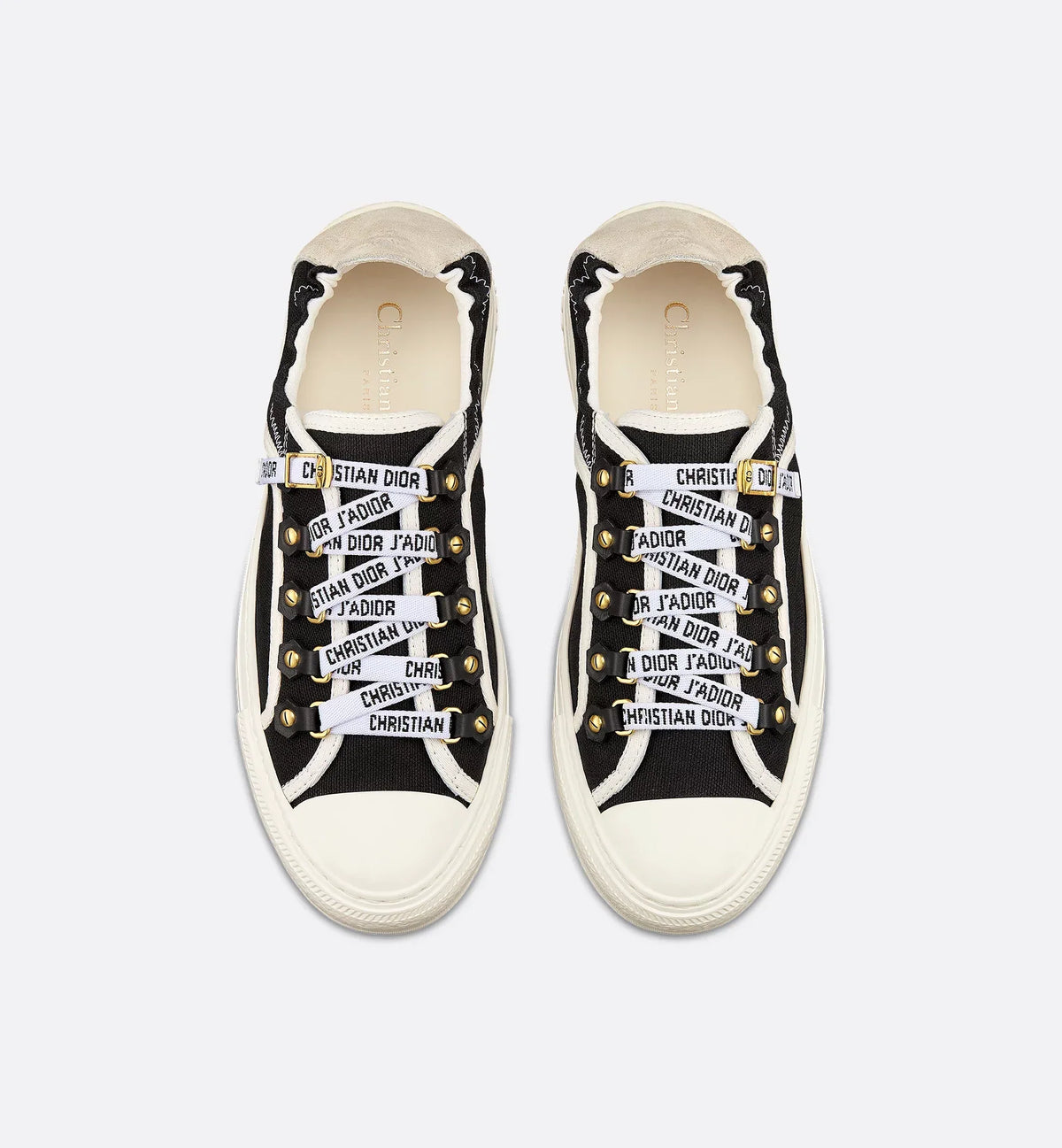 Walk'n'Rubber Canvas Sneaker – crafted in white canvas, it is embellished with a suede calfskin heel that folds – LUX VERSE Luxury Designer Fashion Outlet