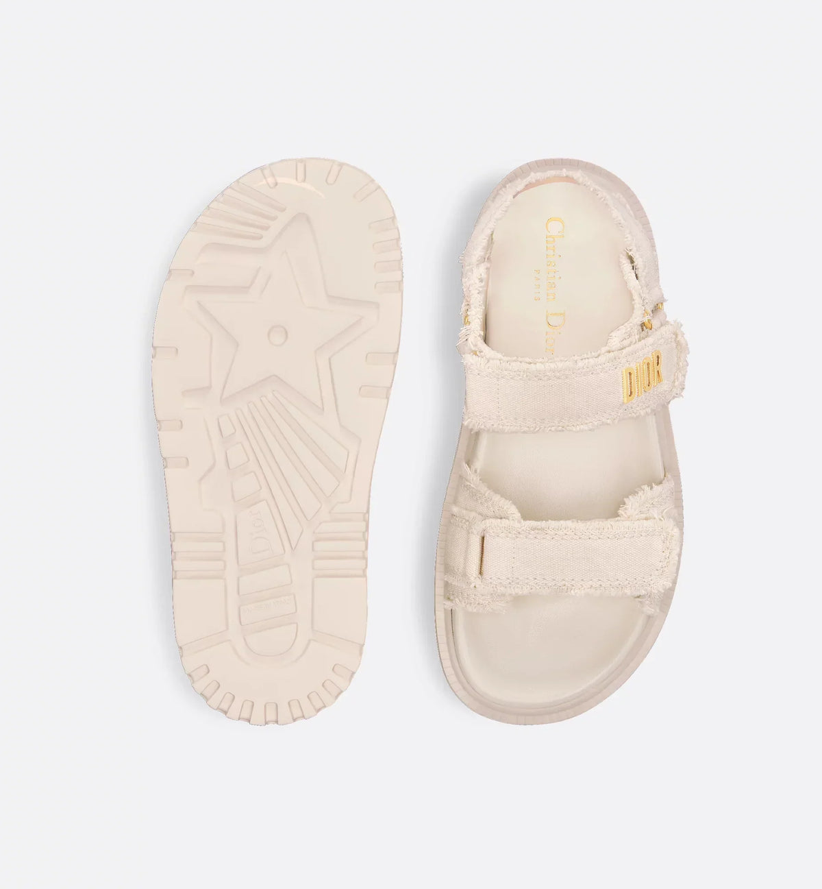 Cotton Canvas Sandal – self-fastening straps further enhanced by a gold-finish metal signature on the upper – LUX VERSE Luxury Designer Fashion Outlet