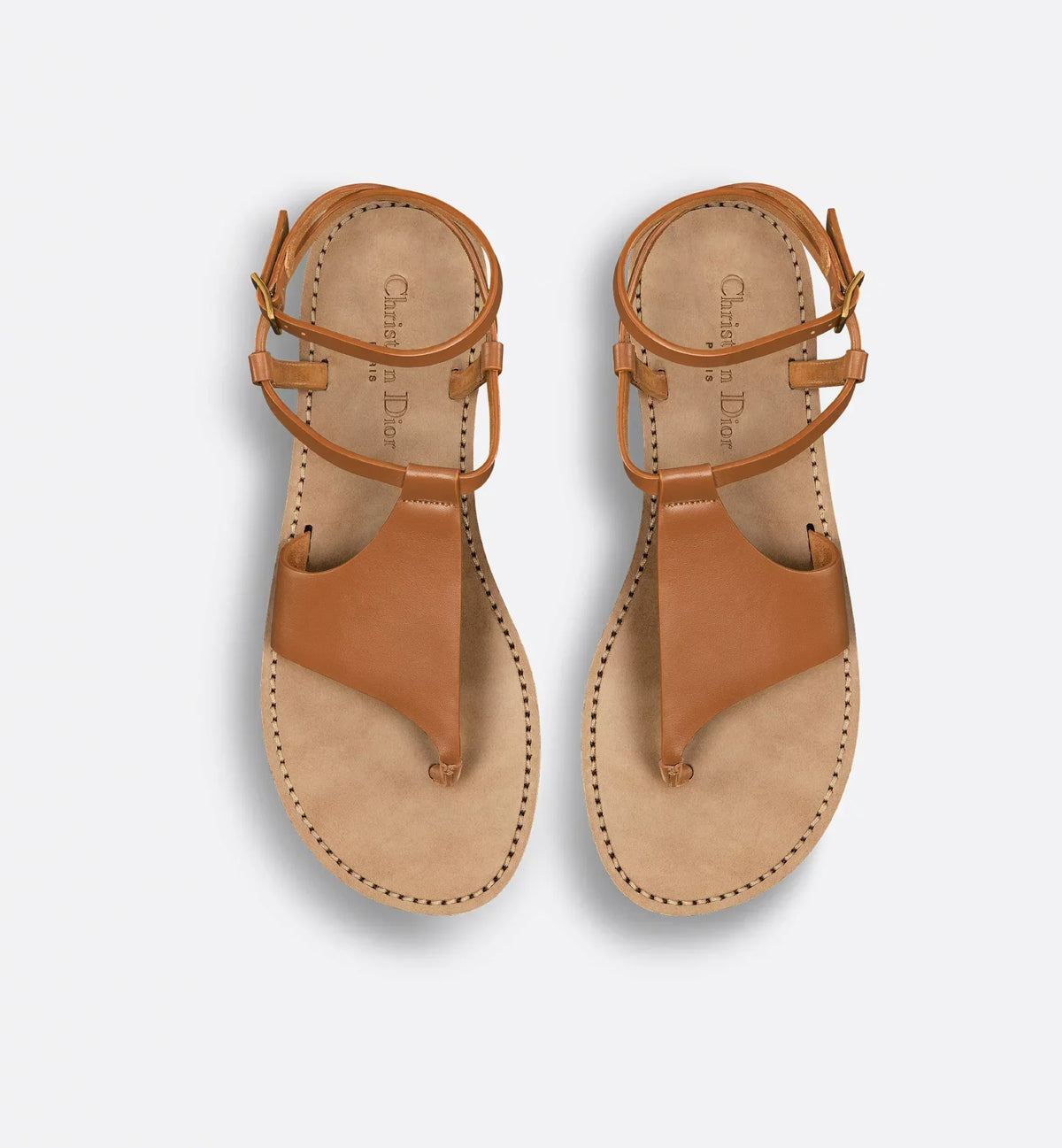 Sun Thong Sandal – the asymmetric camel calfskin upper is complemented by an adjustable buckled strap – LUX VERSE Luxury Designer Fashion Outlet