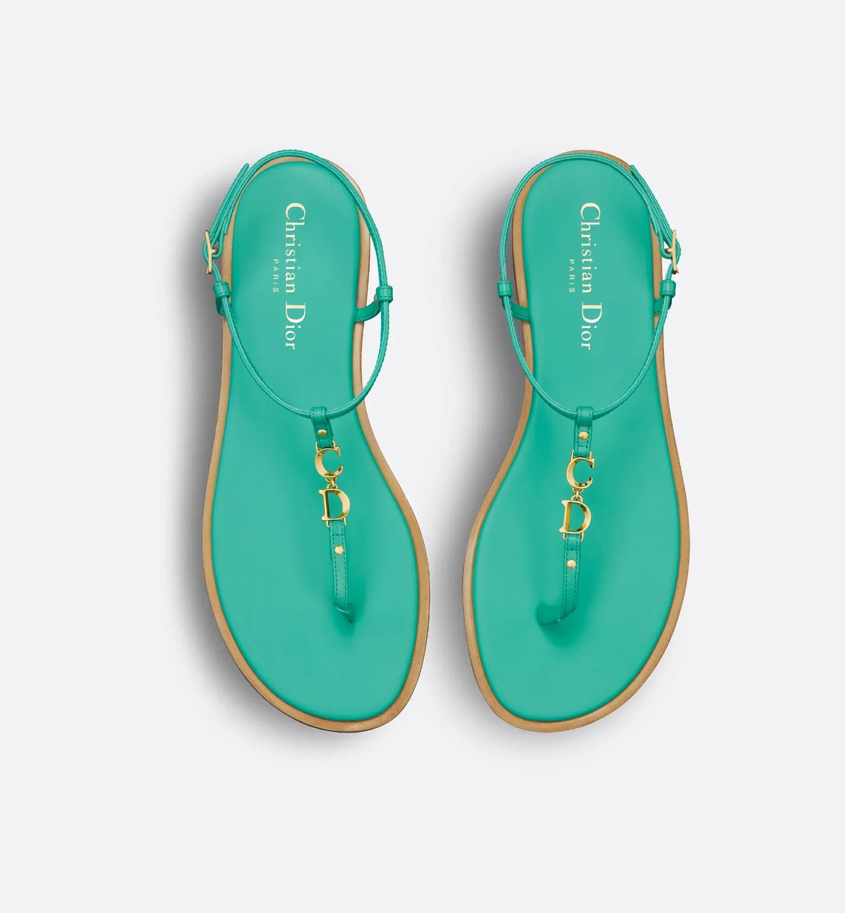 C'est Thong Sandal Aquamarina Calfskin – crafted in aquamarina calfskin, the thin straps are highlighted by gold-finish metal – LUX VERSE Luxury Designer Fashion Outlet
