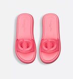 D-Club Rubber Slide – made entirely from candy pink rubber, it features an openwork upper with a tonal CD – LUX VERSE Luxury Designer Fashion Outlet