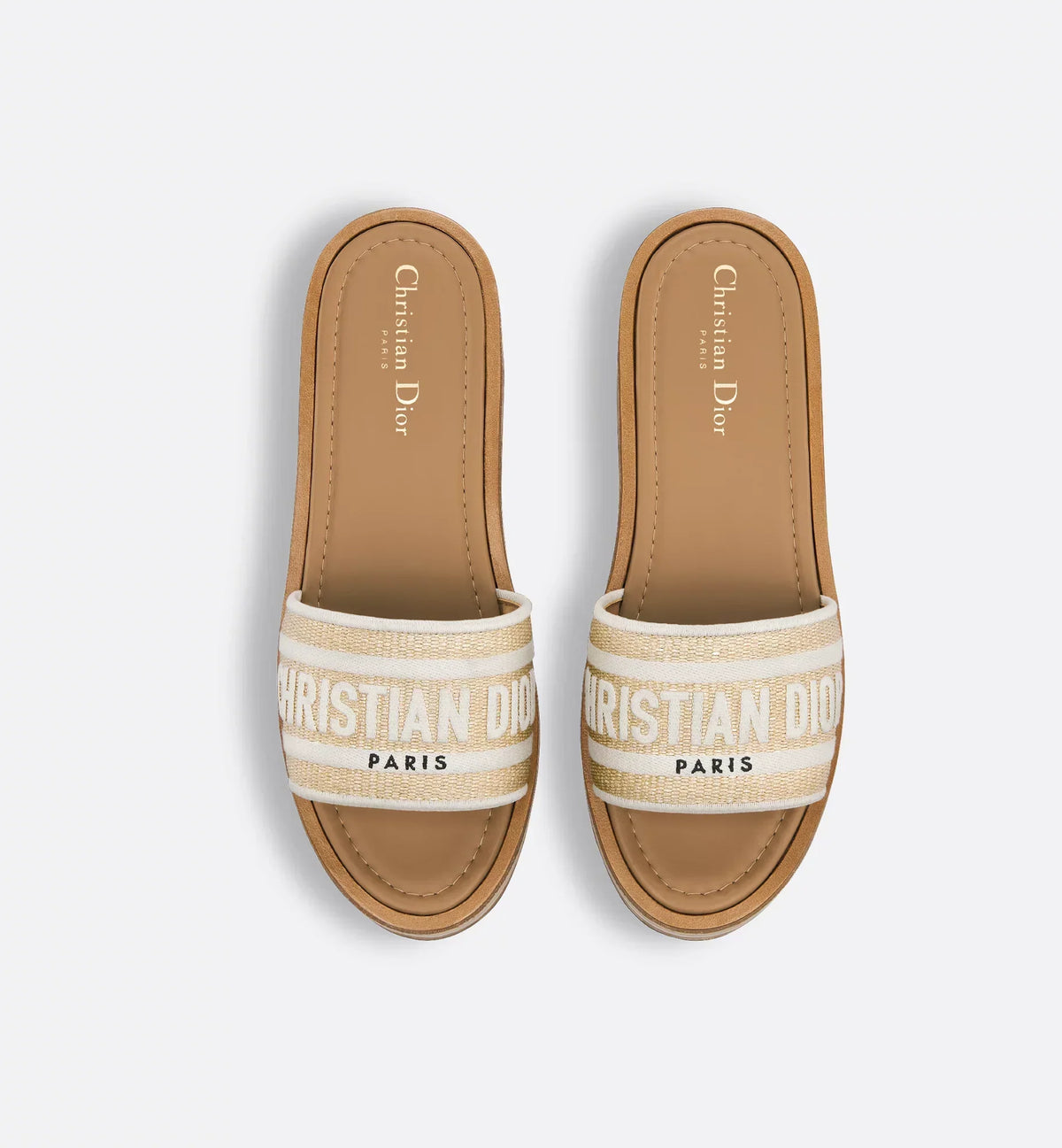 Dway Platform rubber Slide – the natural raffia and white cotton upper is embroidered with the instantly – LUX VERSE Luxury Designer Fashion Outlet