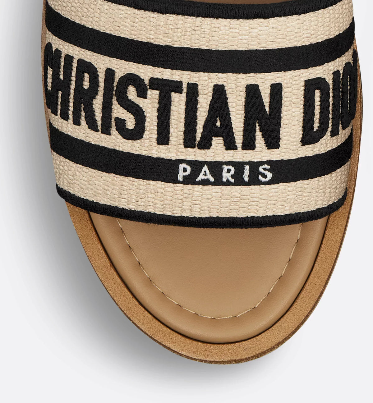Dway Platform Glide Slides – the natural raffia and black cotton upper is embroidered with the instantly – LUX VERSE Luxury Designer Fashion Outlet