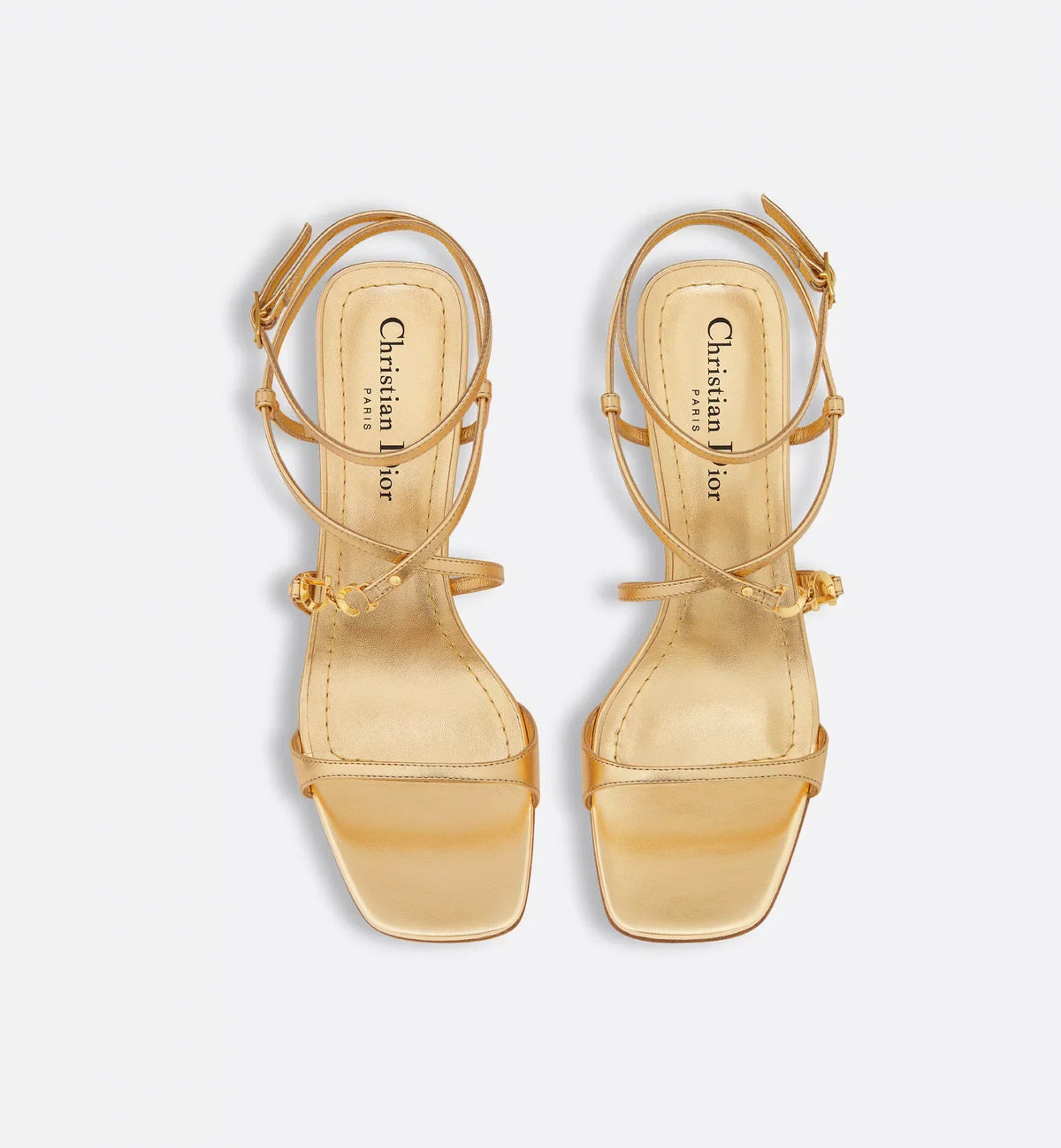 C'est Heeled Laminated Calfskin Sandal – completed by an 8-cm (3) cylindrical heel and square toe, the jeweled sandal will – LUX VERSE Luxury Designer Fashion Outlet