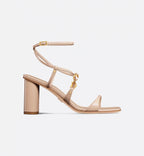 C'est Heeled Modern Sandal – gold-finish metal C and D initials on the side Adjustable buckled ankle strap – LUX VERSE Luxury Designer Fashion Outlet