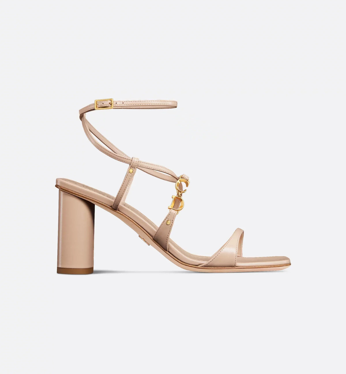 C'est Heeled Modern Sandal – gold-finish metal C and D initials on the side Adjustable buckled ankle strap – LUX VERSE Luxury Designer Fashion Outlet