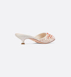 D-Dream Heeled Coral Beads Slide – the white lambskin upper is delicately embroidered with coral beads and silver-tone – LUX VERSE Luxury Designer Fashion Outlet