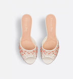 D-Dream Heeled Coral Beads Slide – the white lambskin upper is delicately embroidered with coral beads and silver-tone – LUX VERSE Luxury Designer Fashion Outlet