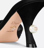 Tribales Heeled Slide Suede Goatskin – the black suede goatskin upper covered with tonal strass is accented by an 8-cm – LUX VERSE Luxury Designer Fashion Outlet