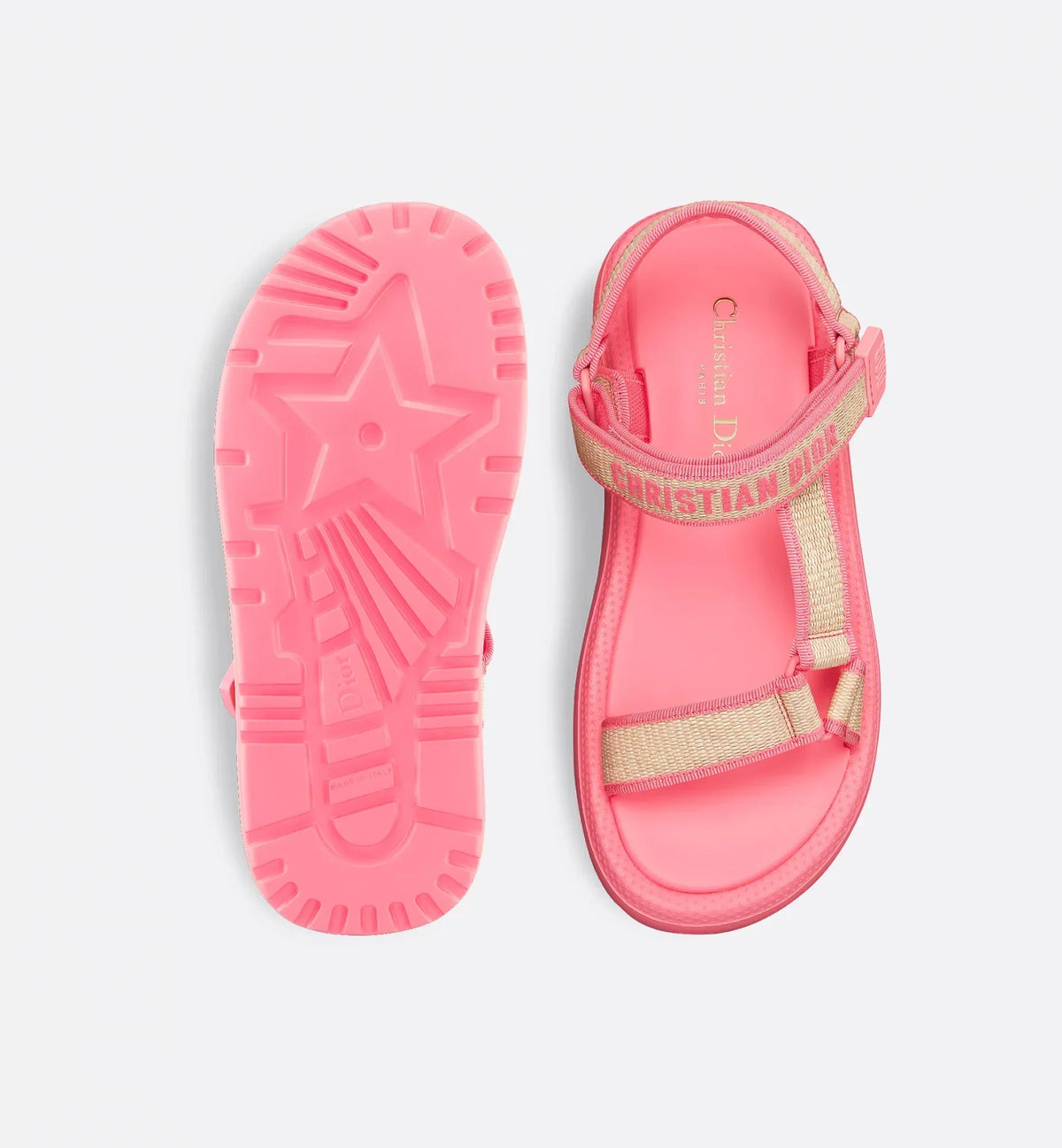 D-Wave Embroidered Sandal – the adjustable self-fastening strap in natural raffia is enhanced by the Christian – LUX VERSE Luxury Designer Fashion Outlet