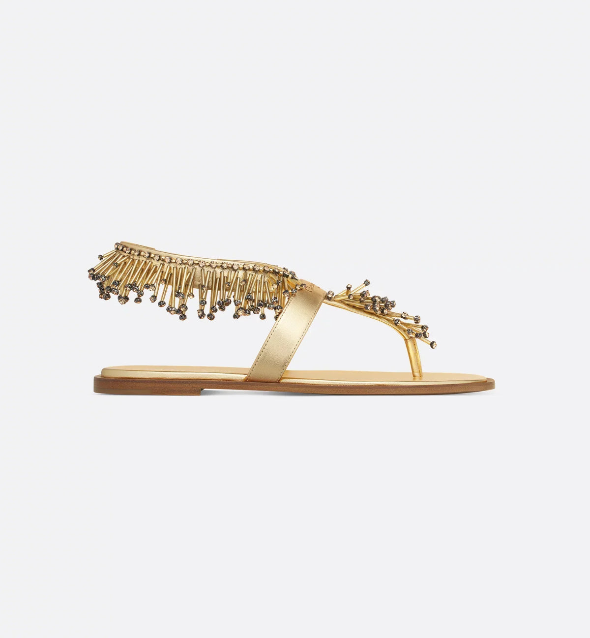 Eclat Thong Lambskin Sandal – elevated by the gold-tone Christian Paris signature on the front, the shoe will add – LUX VERSE Luxury Designer Fashion Outlet