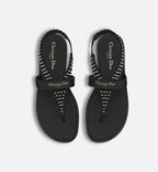 Eclat Thong Sandal – the black lambskin straps are elevated by black and white embroidered resin pearls – LUX VERSE Luxury Designer Fashion Outlet
