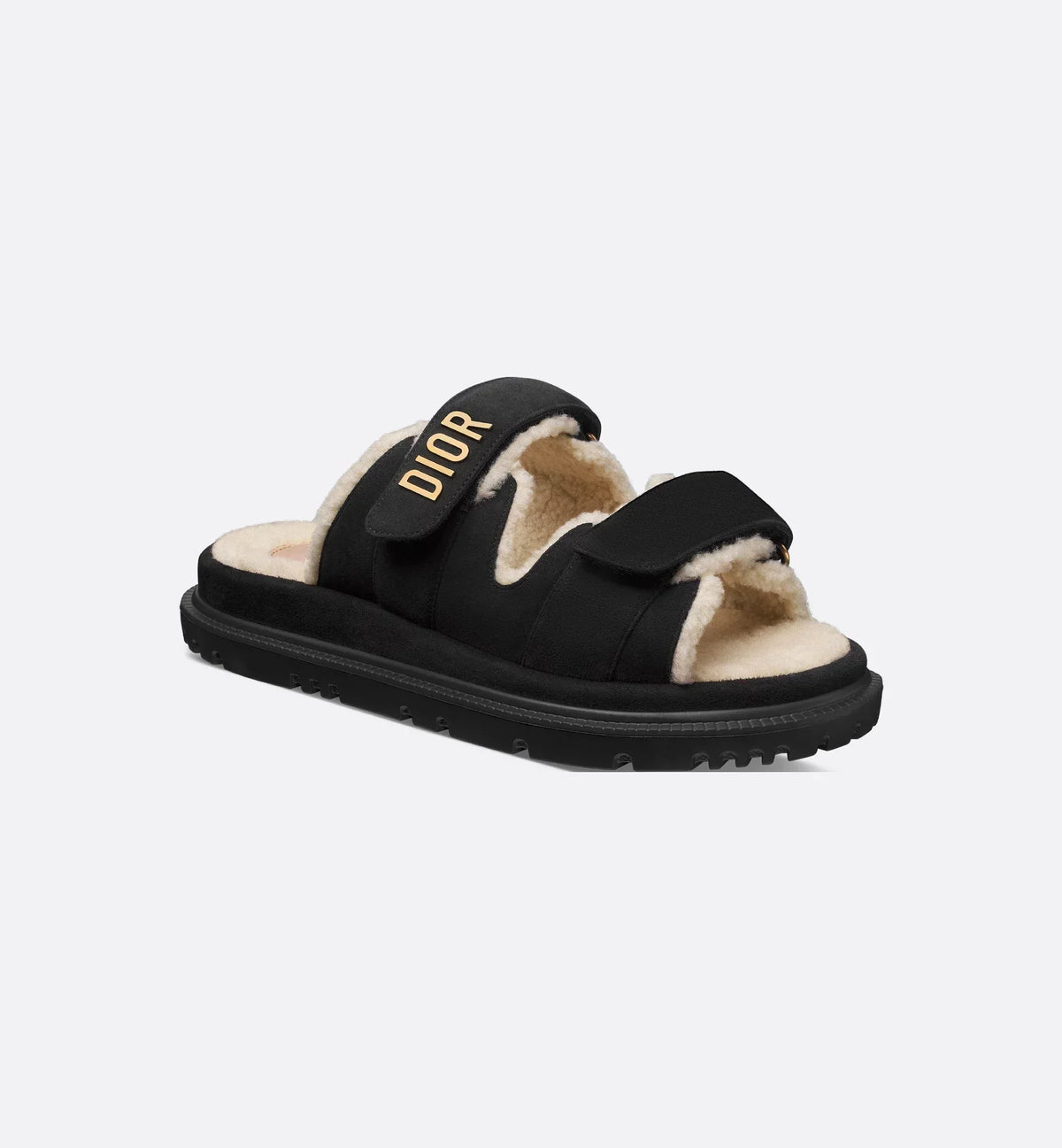 Comfort Slide – the slide presents a modern silhouette with a black suede calfskin upper and white – LUX VERSE Luxury Designer Fashion Outlet