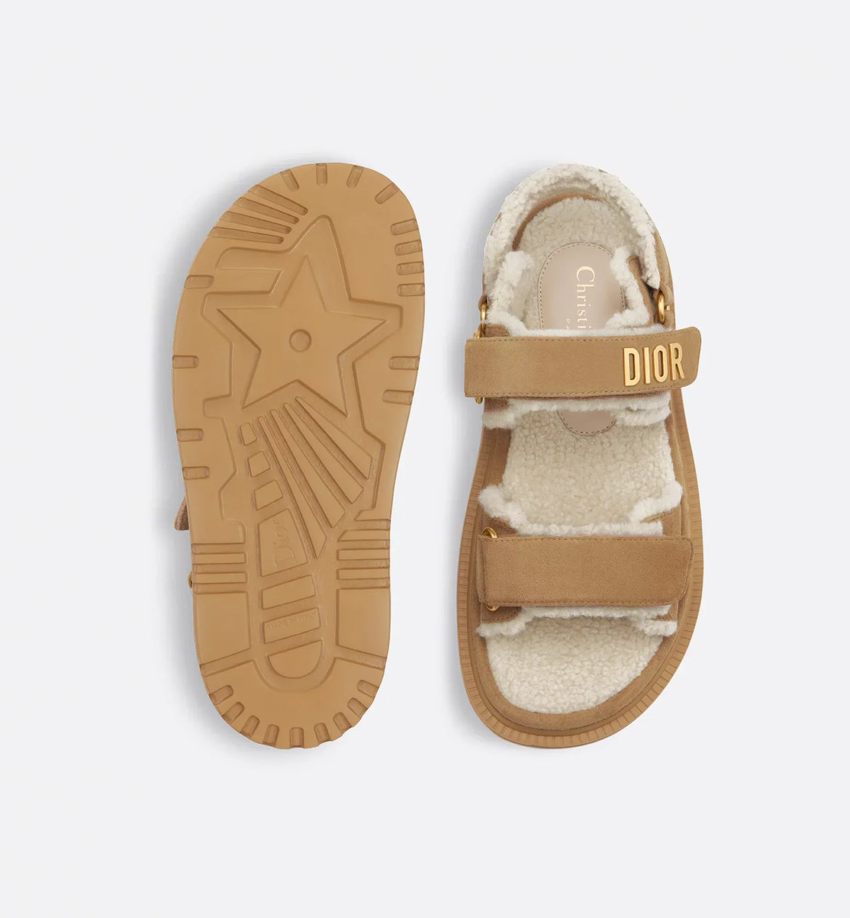 Comfort Sandal – the sandal presents a modern silhouette with a beige suede calfskin upper and white – LUX VERSE Luxury Designer Fashion Outlet
