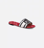Dway Pathway Slide – the white cotton upper is embroidered with the black Miss Graffiti signature – LUX VERSE Luxury Designer Fashion Outlet