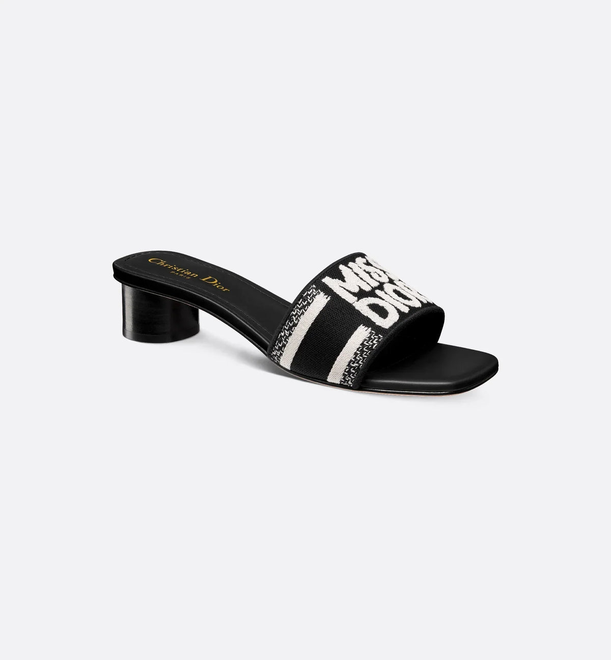 Dway Heeled Slide – the Dway heeled slide showcases the white Miss Graffiti motif, a nod to the 1967 – LUX VERSE Luxury Designer Fashion Outlet