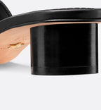 Dway Heeled Slide – the black and white embroidered cotton upper features an elegant square toe – LUX VERSE Luxury Designer Fashion Outlet