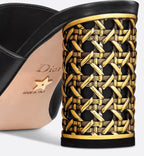 Heeled Slide – the black calfskin upper is elevated by the 8-cm (3) Graphic Cannage cylindrical – LUX VERSE Luxury Designer Fashion Outlet