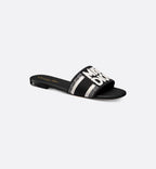 Dway Leather Slide – the Dway slide features a black upper embroidered with the white Miss Graffiti – LUX VERSE Luxury Designer Fashion Outlet