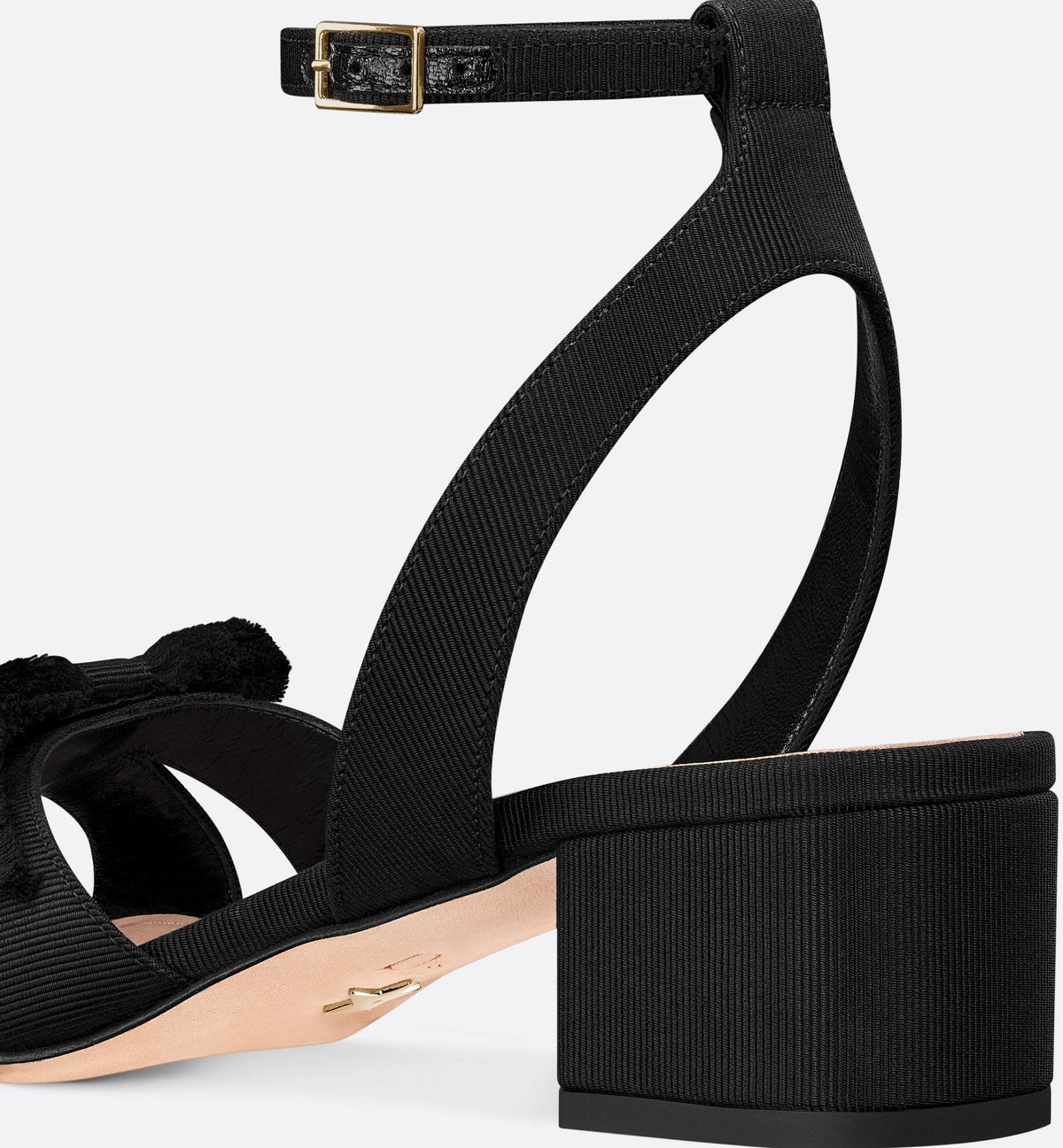 Heeled Sandal – the black fringed grosgrain upper features a deconstructed bow on the front – LUX VERSE Luxury Designer Fashion Outlet
