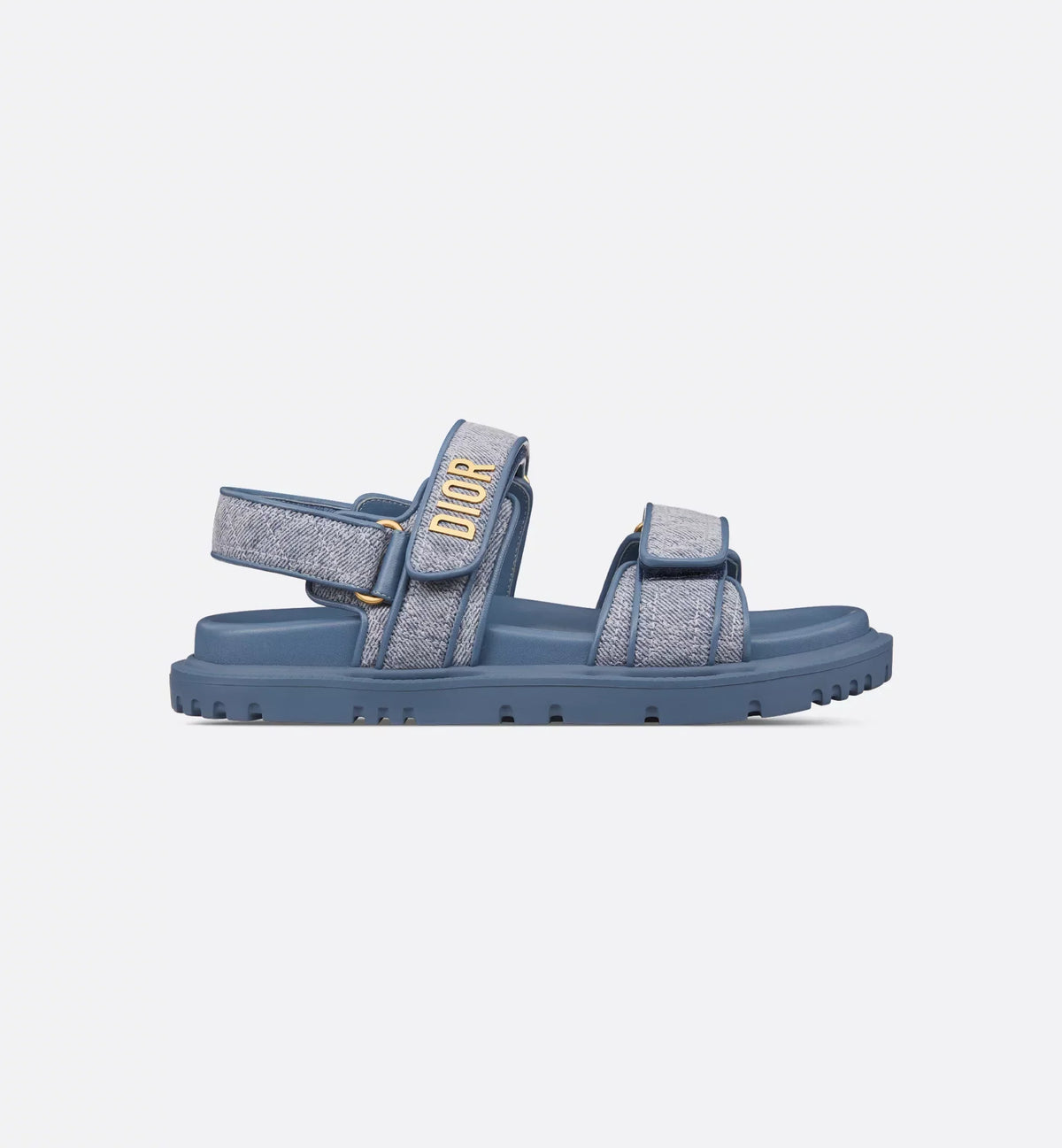 Cannage Denim Sandal – self-fastening straps further enhanced by a gold-finish metal signature on the upper – LUX VERSE Luxury Designer Fashion Outlet