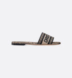 Dway Christian Signature Slide – the beige and black cotton upper, embroidered with the Christian Paris signature, – LUX VERSE Luxury Designer Fashion Outlet