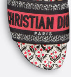 Dway Slide Valley Motif – the red upper is embroidered with the black Christian Paris signature for – LUX VERSE Luxury Designer Fashion Outlet