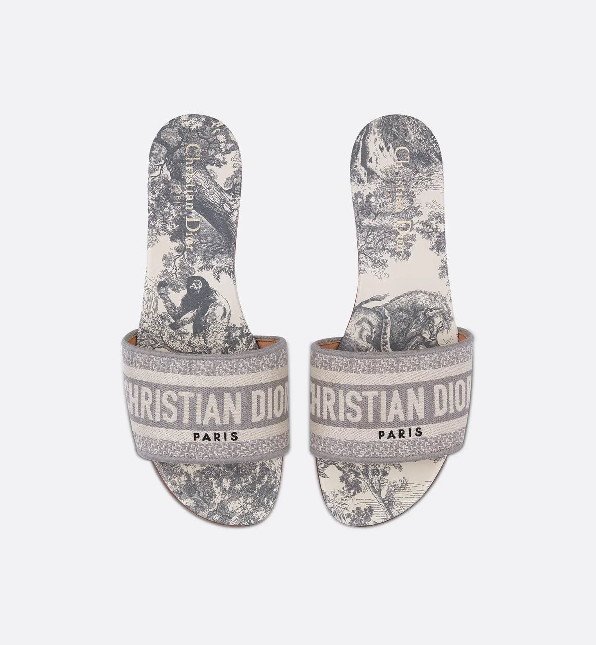 Dway style Slide – the gray upper has an embroidered Christian Paris signature for an instantly – LUX VERSE Luxury Designer Fashion Outlet