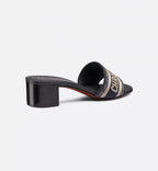 Dway Heeled Embroidered Slide – the slide's upper features a deep blue embroidered'CHRISTIAN'signature – LUX VERSE Luxury Designer Fashion Outlet