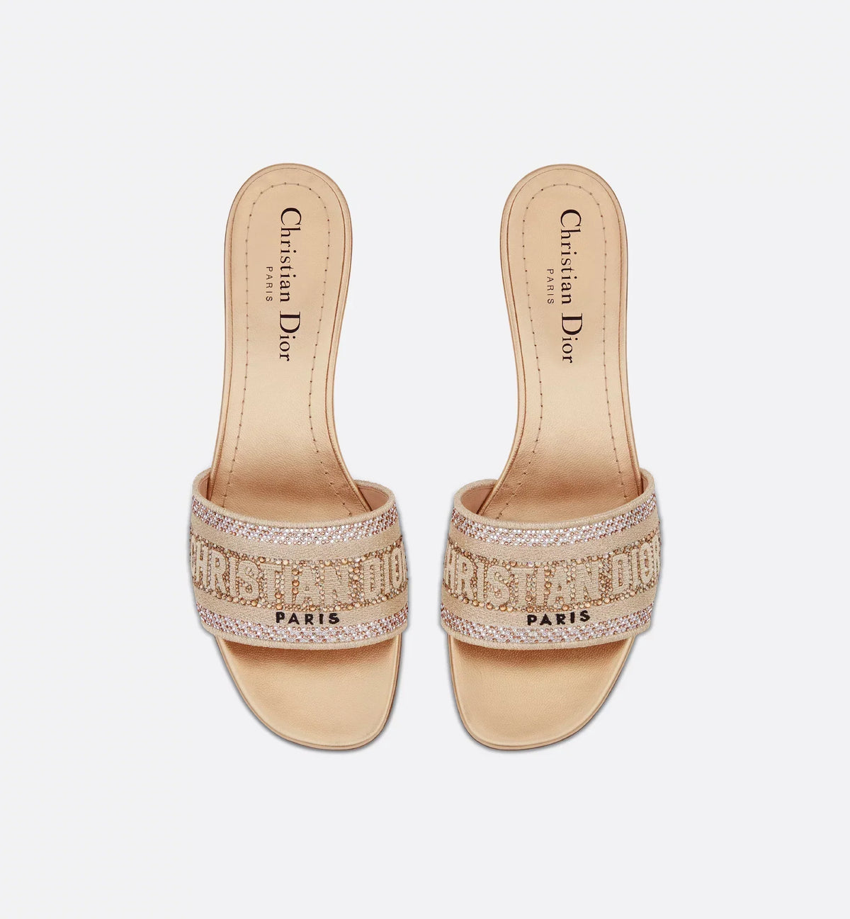 Dway Sleek Heeled Slide – the design is offered in an elegant variation of cotton embroidered with metallic – LUX VERSE Luxury Designer Fashion Outlet
