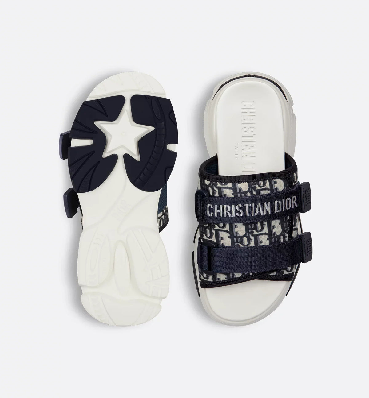 D-Wander Oblique Slide – the deep blue Oblique motif on the upper and the'CHRISTIAN'signature on the upper – LUX VERSE Luxury Designer Fashion Outlet