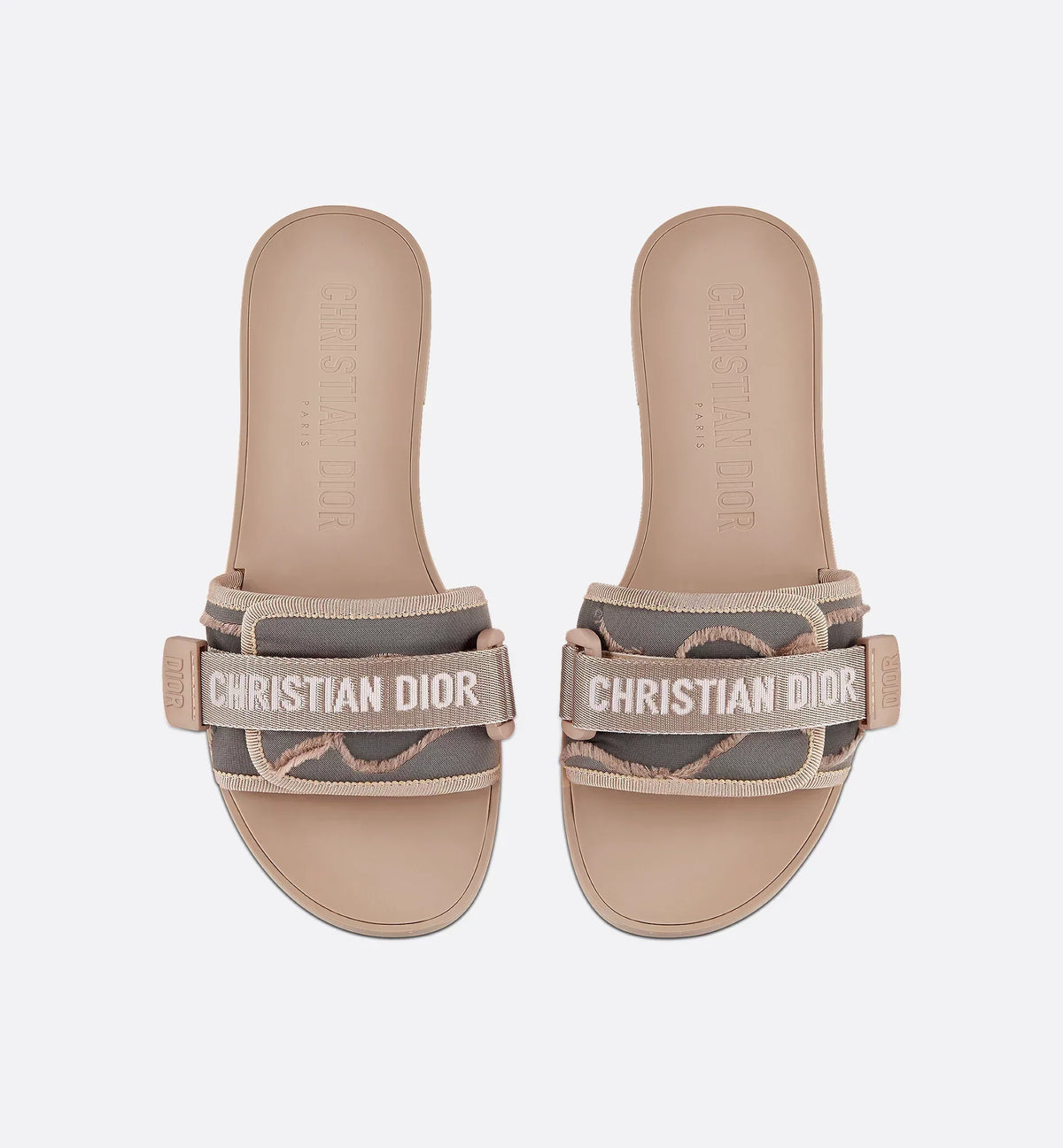 Evolution Trendy Camouflage Slide – the nylon adjustable strap features a'CHRISTIAN'signature, covering a nude – LUX VERSE Luxury Designer Fashion Outlet