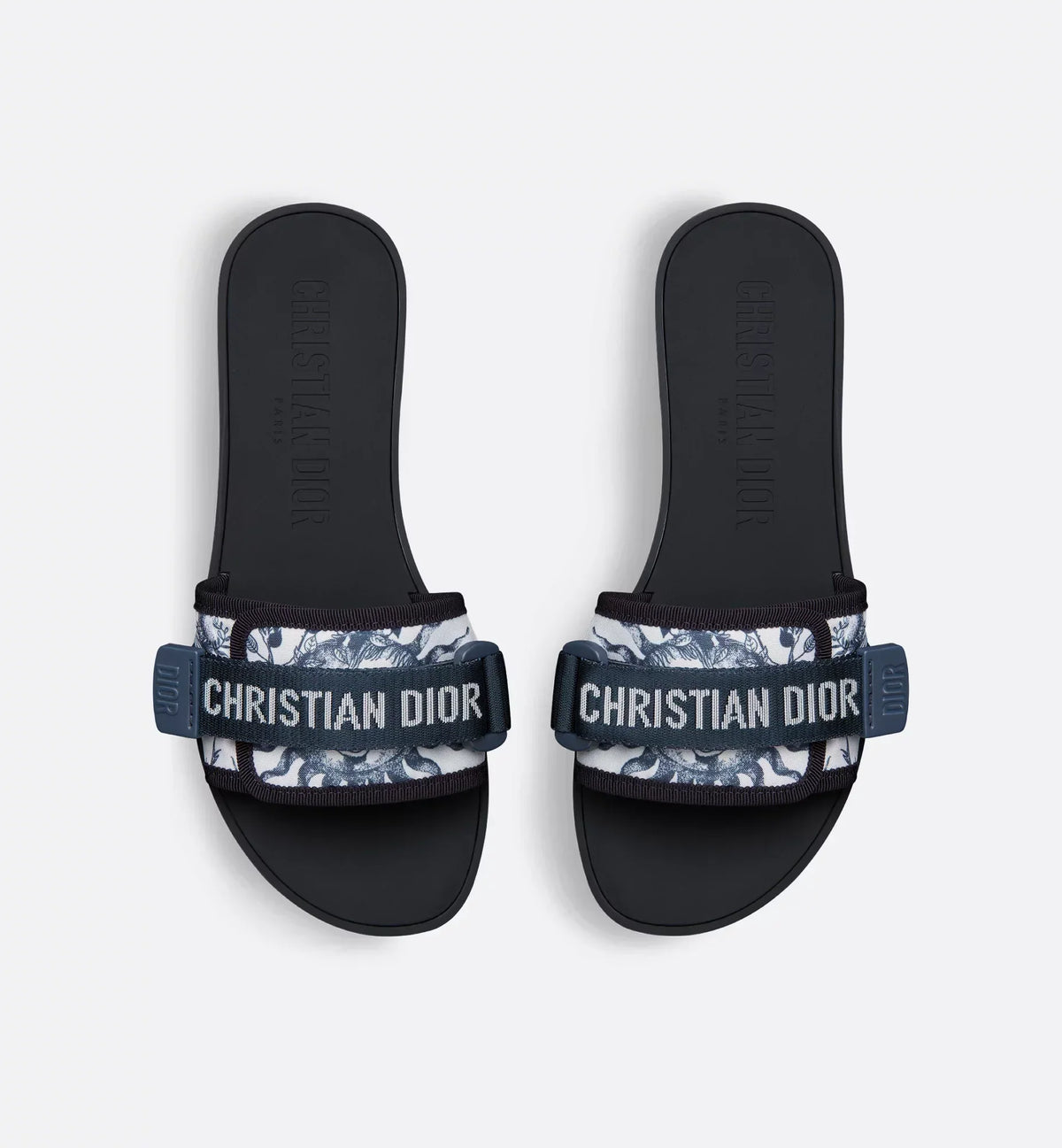 Fabric Evolution Slide – the adjustable self-fastening strap showcases the Christian signature and adorns – LUX VERSE Luxury Designer Fashion Outlet