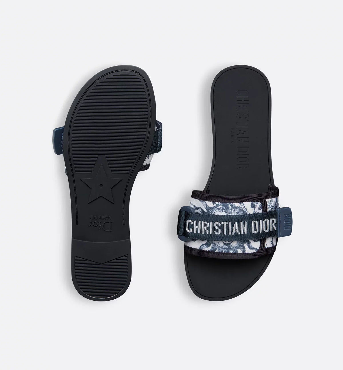 Fabric Evolution Slide – the adjustable self-fastening strap showcases the Christian signature and adorns – LUX VERSE Luxury Designer Fashion Outlet