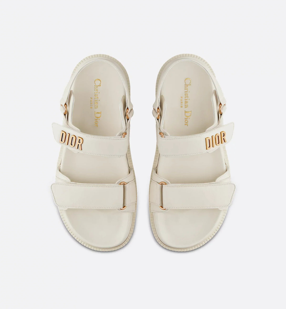 DIORACT Lambskin Sandal – scratch straps further enhanced by a gold-finish metal signature on the upper band – LUX VERSE Luxury Designer Fashion Outlet