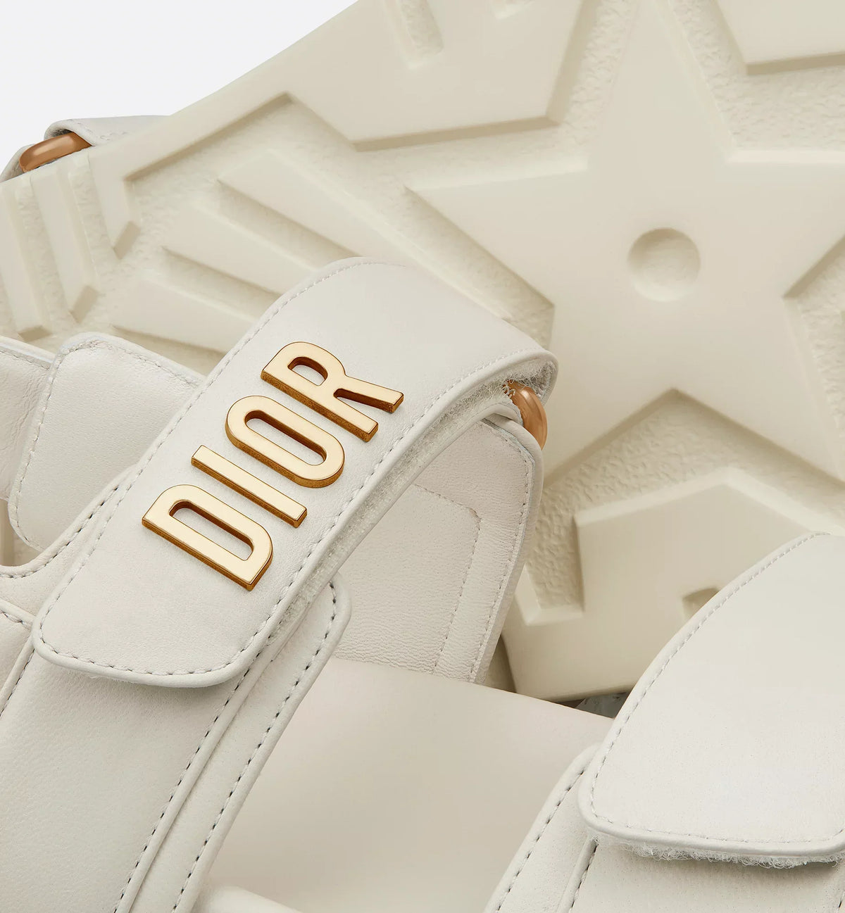 DIORACT Lambskin Sandal – scratch straps further enhanced by a gold-finish metal signature on the upper band – LUX VERSE Luxury Designer Fashion Outlet