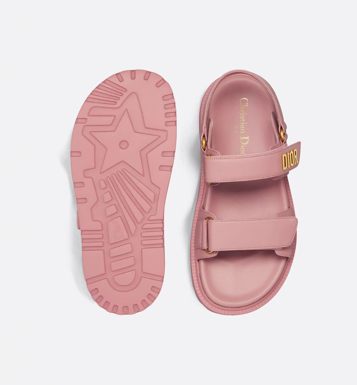 DIORACT Lambskin Sandal – scratch straps further enhanced by a gold-finish metal signature on the upper band – LUX VERSE Luxury Designer Fashion Outlet